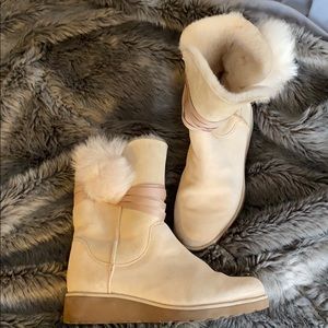 Cream and light pink UGG boots